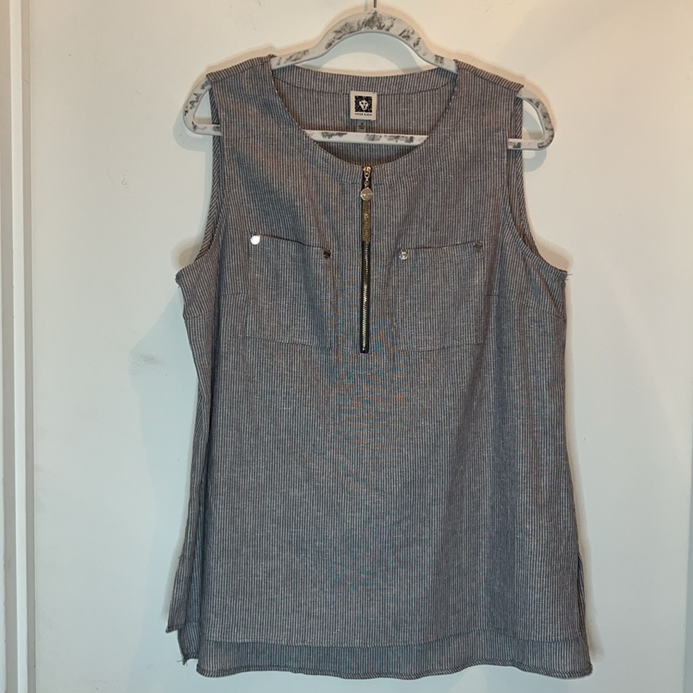ANNE KLEIN 1/4 ZIP LINEN TUNIC
